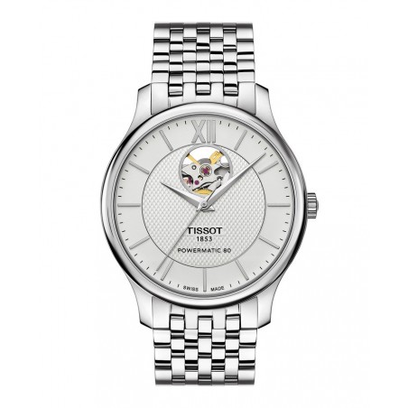 Montre Homme T0639071103800 Tissot Tradition Powermatic 80 Open Heart - Cadran Ronde, Argent