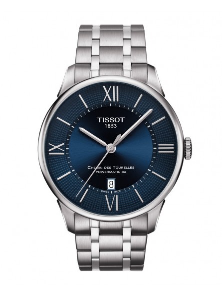 Montre Homme T0994071104800 Tissot Chemin des Tourelles Powermatic 80 - Cadran Ronde, Bleu