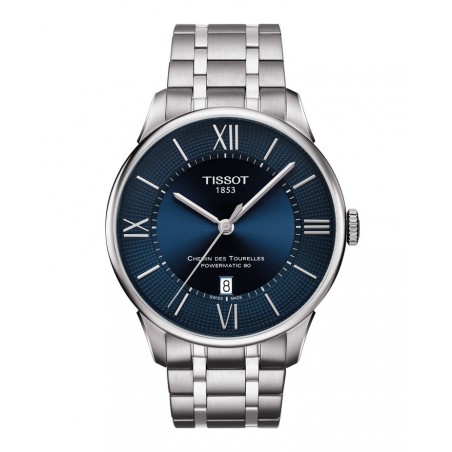 Montre Homme T0994071104800 Tissot Chemin des Tourelles Powermatic 80 - Cadran Ronde, Bleu