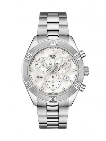 Montre Femme T1019171111600 Tissot PR 100 Sport Chic Chronograph - Cadran Ronde, Nacre blanche