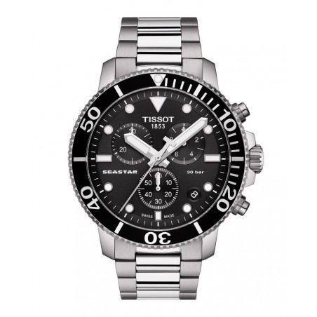 Montre Homme T1204171105100 Tissot Seastar 1000 Chronograph - Cadran Ronde, Noir