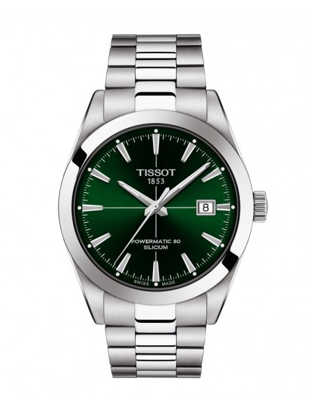 Montre Homme T1274071109101 Tissot Gentleman Powermatic 80 Silicium - Cadran Ronde, Vert