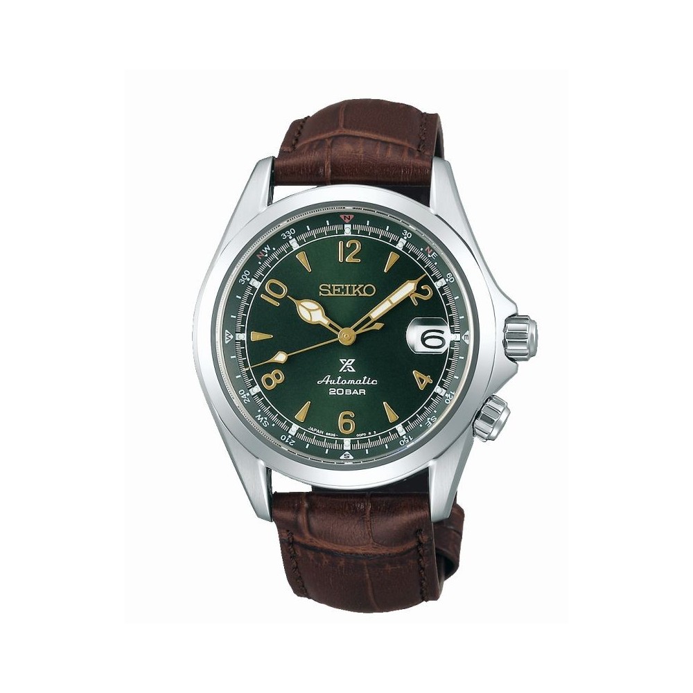 Montre Homme Seiko Prospex SPB121J1 - Mouvement automatique  - Cadran vert - Bracelet cuir marron