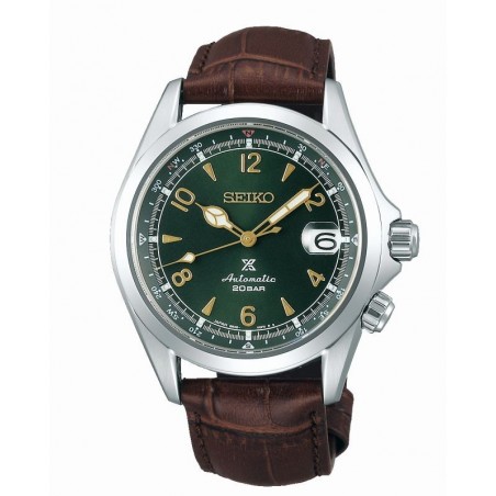 Montre Homme Seiko Prospex SPB121J1 - Mouvement automatique  - Cadran vert - Bracelet cuir marron
