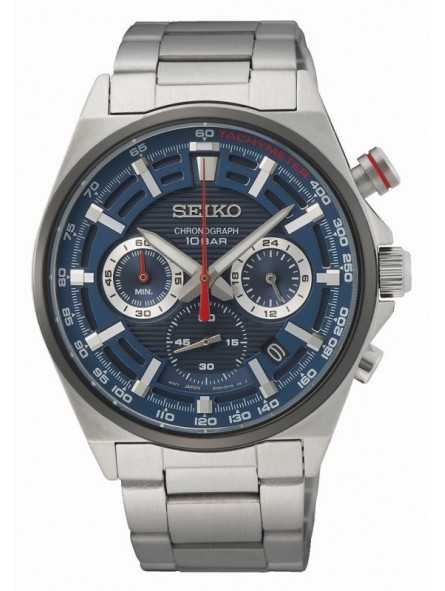 Montre Homme SEIKO Sport Chrono Quartz Lunette acier inoxydable Revêtement titane carboné - SSB407P1