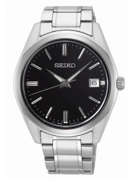 Montre Homme Seiko Classique SUR311P1 - Mouvement quartz - Cadran noir - Boîtier et bracelet acier inoxydable