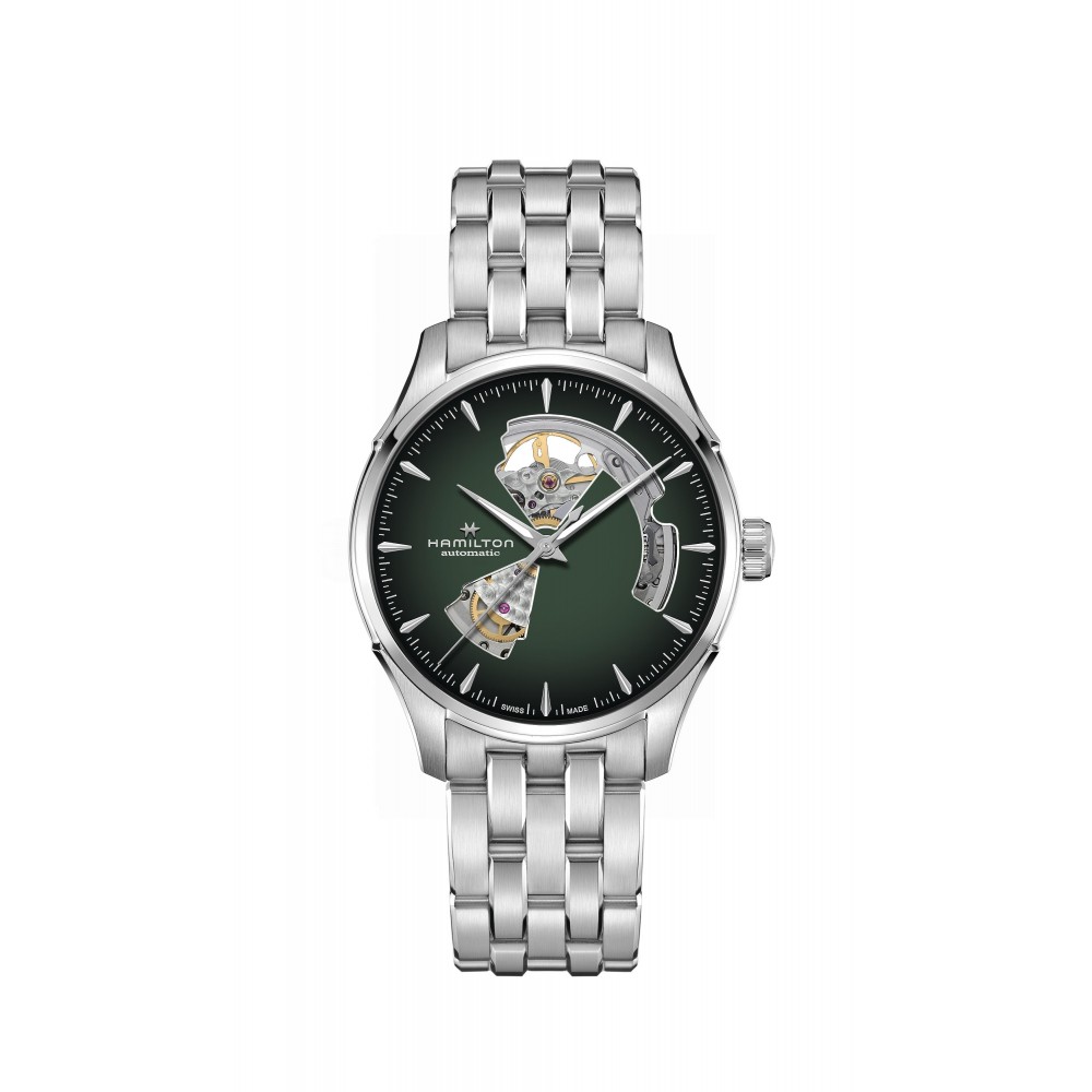 Montre Homme HAMILTON Jazzmaster Coeur Ouvert Auto Brac Acier, cad vert - H32675160