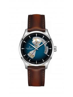 Montre Homme HAMILTON Jazzmaster Coeur Ouvert Brac cuir marron, cad argenté - H32675540