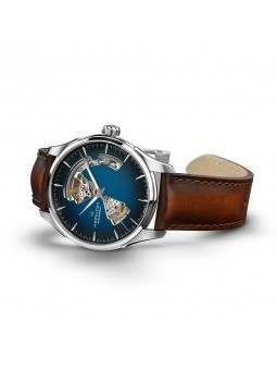Montre Homme HAMILTON Jazzmaster Coeur Ouvert Bleu Cuir Brun - H32675540