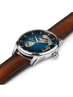 Montre Homme HAMILTON Jazzmaster Coeur Ouvert Brac cuir marron, cad argenté - H32675540