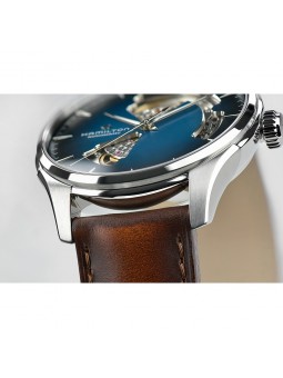 Montre Homme HAMILTON Jazzmaster Coeur Ouvert Brac cuir marron, cad argenté - H32675540