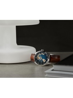 Montre Homme HAMILTON Jazzmaster Coeur Ouvert Brac cuir marron, cad argenté - H32675540