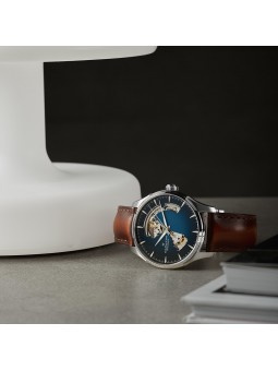 Montre Homme HAMILTON Jazzmaster Coeur Ouvert Brac cuir marron, cad argenté - H32675540
