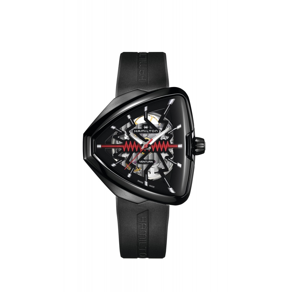 Montre Homme HAMILTON Ventura Elvis80 Squelette Auto Brac Resine Noir - H24535331