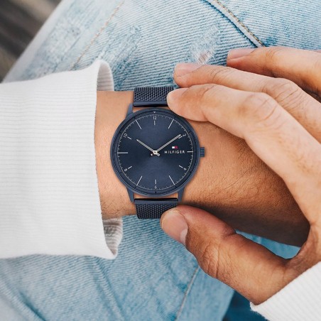 Montre Tommy Hilfiger Hendrix Homme - Boitier acier Bleu - Bracelet acier Bleu