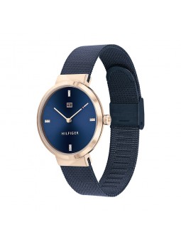 Montre Tommy Hilfiger Liberty Femme - Boitier acier Doré Rose - Bracelet acier Bleu