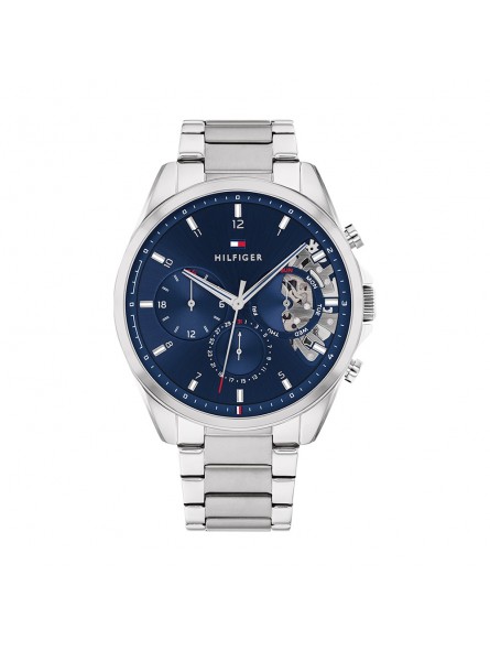 Montre Tommy Hilfiger Baker Homme - Boitier acier argenté - Bracelet acier argenté