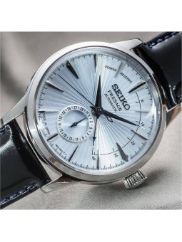 Seiko - Montre Homme - Presage - Cadran bleu clair - Bracelet cuir noir - Ref SSA343J1