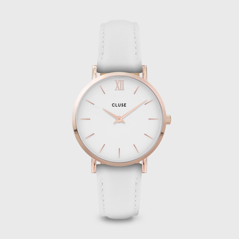 Montre Femme Cluse, style minimaliste au cadran rond blanc CW0101203021