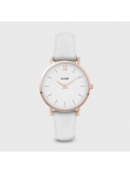 Montre Femme Cluse, style minimaliste au cadran rond blanc CW0101203021