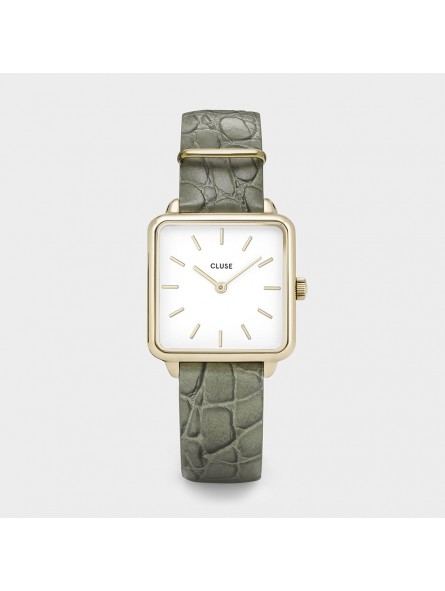 Montre Femme Cluse, style minimaliste au cadran carré blanc CW0101207016