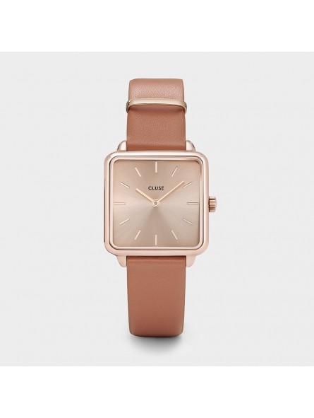 Montre Femme Cluse, style minimaliste au cadran carré rose CW0101207008