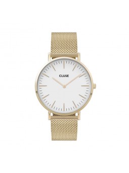 Montre Femme Cluse boho chic cadran blanc, bracelet acier or - CW0101201009