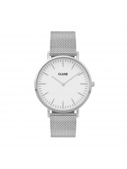 Montre Femme Cluse boho chic mesh cadran blanc, bracelet gris - CW0101201002