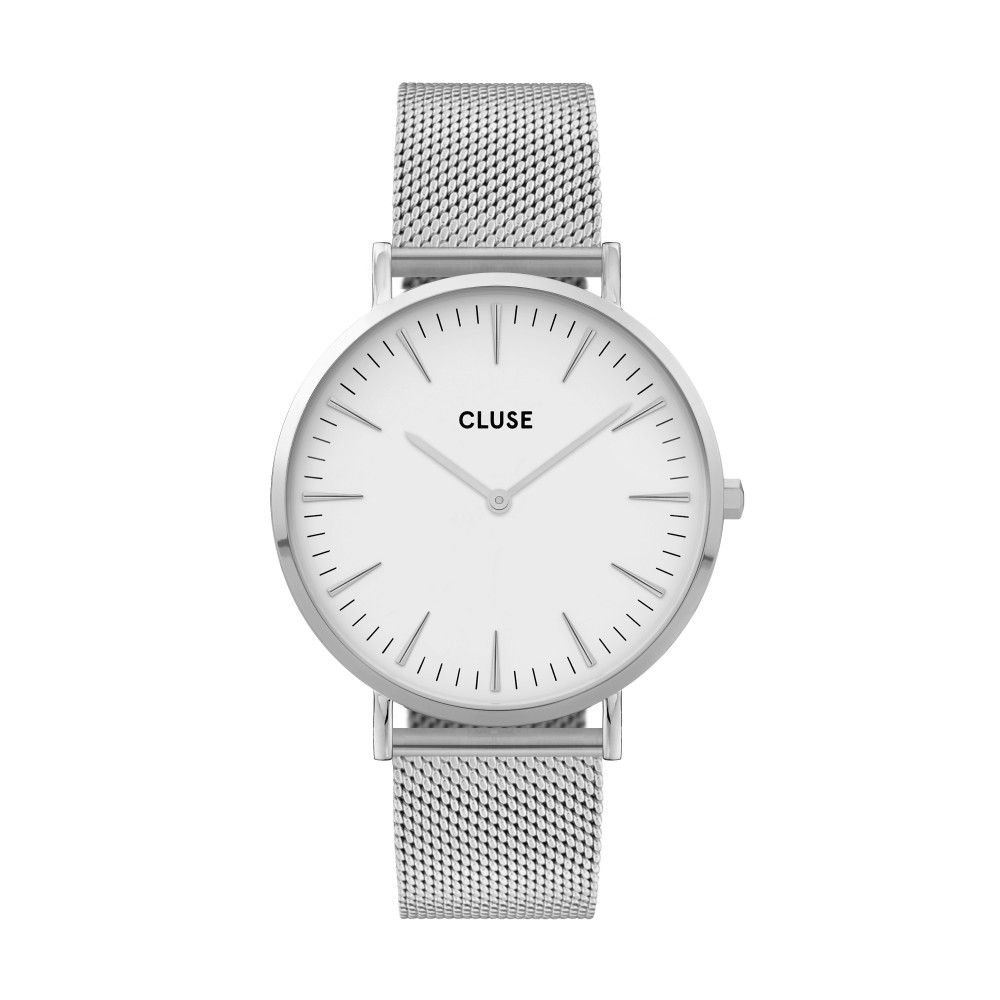 Montre Femme Cluse boho chic mesh cadran blanc, bracelet gris - CW0101201002