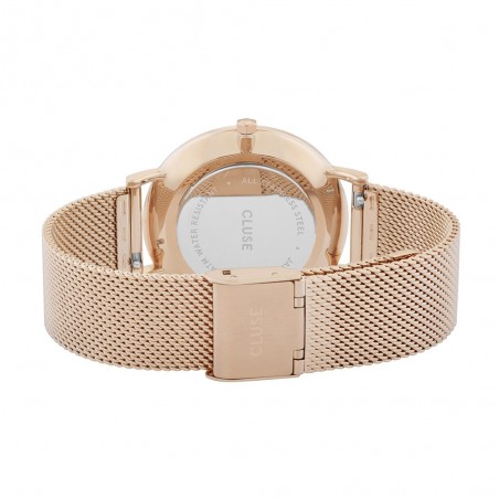 Montre Femme Cluse boho chic mesh cadran noir, Bracelet or Rose - CW0101201003