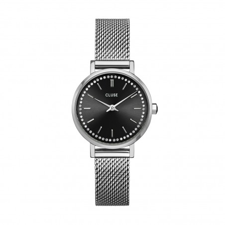 Montre Femme Cluse Boho Chic Petite Swarovski Stones Silver Colour noir CW10502
