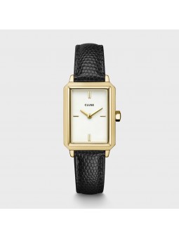 Montre Femme Cluse Fluette Leather Black Lizard, Gold Colour blanc CW11504