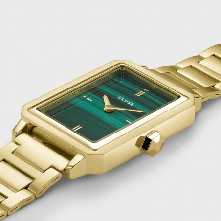 Montre Femme Cluse Rectangle Fluette Vert Acier or - CW11502