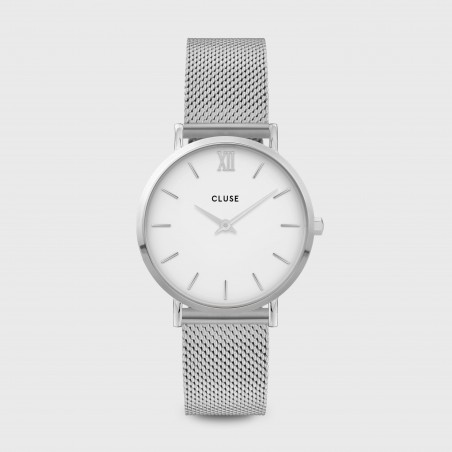 Montre Femme Cluse Midnight cadran blanc, bracelet argent - CW0101203002