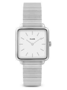 Montre Femme Cluse style minimaliste au cadran carré blanc CW0101207021