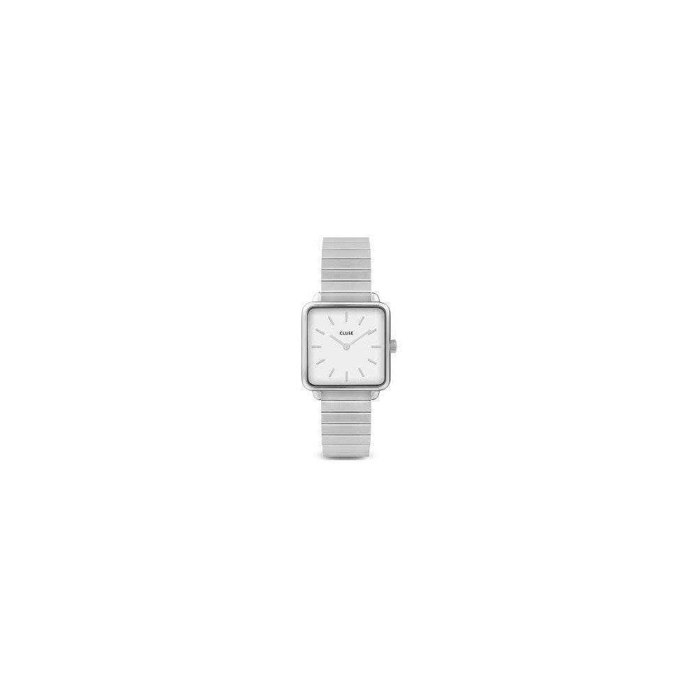 Montre Femme Cluse style minimaliste au cadran carré blanc CW0101207021