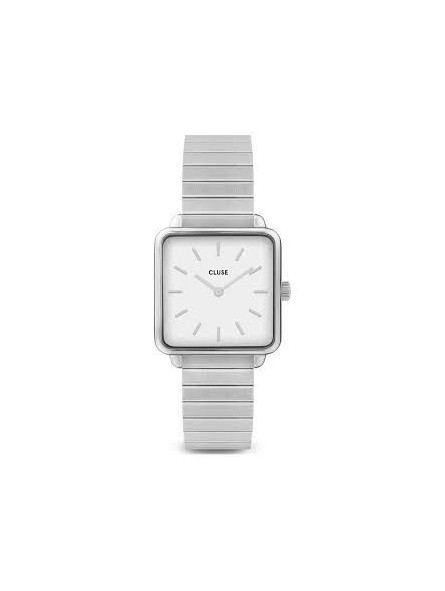 Montre Femme Cluse style minimaliste au cadran carré blanc CW0101207021