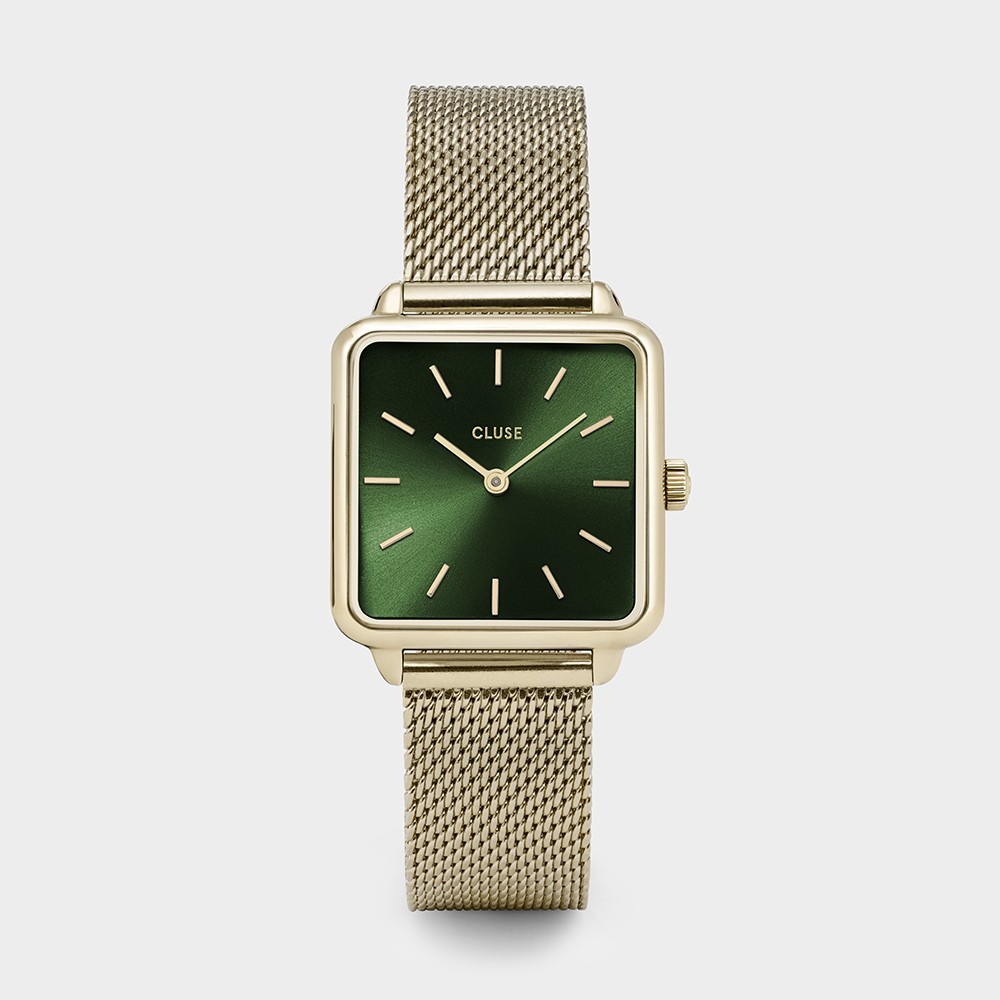 Montre Femme Cluse style minimaliste au cadran carré vert CW0101207013