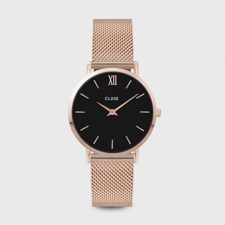 Montre Femme Cluse style minimaliste au cadran rond noir CW0101203003