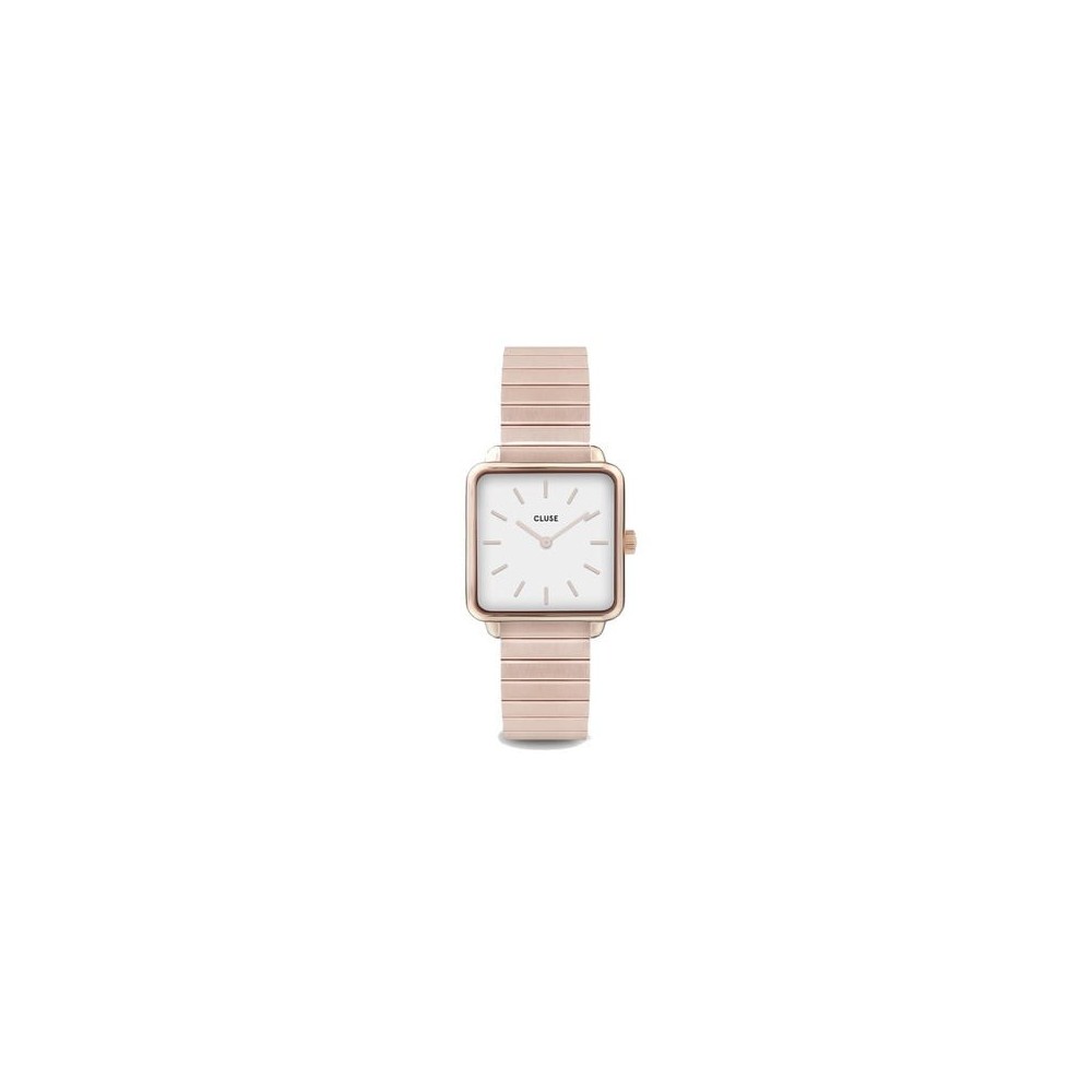 Montre Femme Cluse style minimaliste au cadran carré blanc CW0101207023