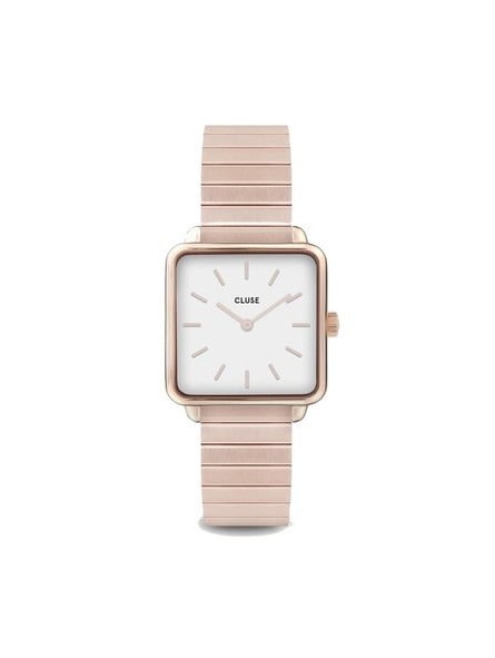 Montre Femme Cluse style minimaliste au cadran carré blanc CW0101207023