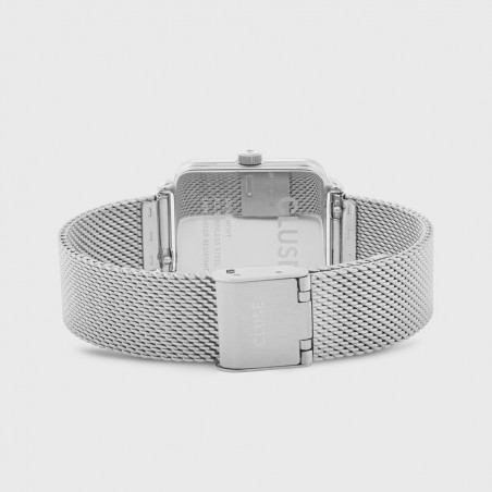 Montre Femme Cluse tétragone cadran blanc, Bracelet acier argent - CW0101207003