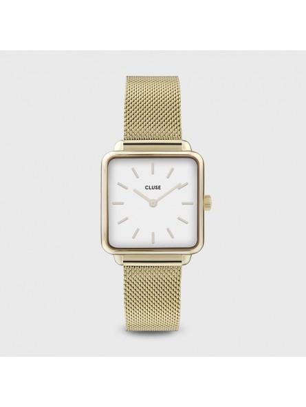 Montre Femme Cluse Tétragone cadran blanc, Bracelet acier or - CW0101207002