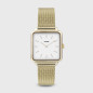 Montre Femme Cluse Tétragone cadran blanc, Bracelet acier or - CW0101207002