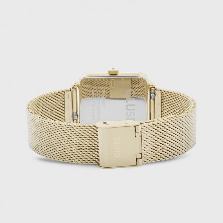 Montre Femme Cluse Tétragone cadran blanc, Bracelet acier or - CW0101207002