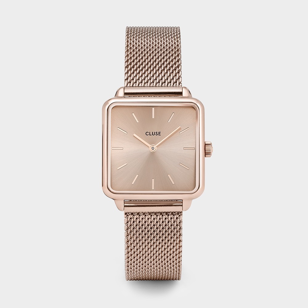 Montre Femme Cluse tétragone cadran doré rose, bracelet acier, doré rose - CW0101207009
