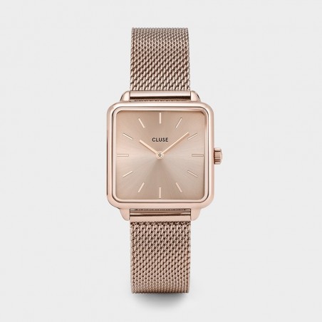Montre Femme Cluse tétragone cadran doré rose, bracelet acier, doré rose - CW0101207009