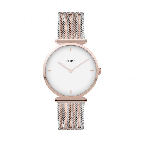 Montre Femme Cluse Triomphe cadran blanc, bracelet acier, bicolore - CW0101208001