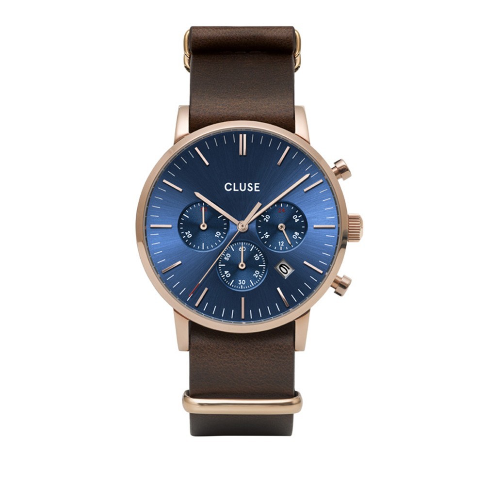 Montre Homme Cluse style minimaliste au cadran rond  bleu CW0101502008