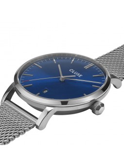 Montre Homme Cluse Aravis cadran bleu fonc Bracelet acier gris CW0101501004